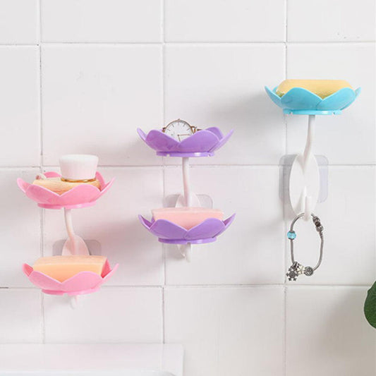 Wall Mounted Double Layer Lotus Flower Shaped Soap Holder